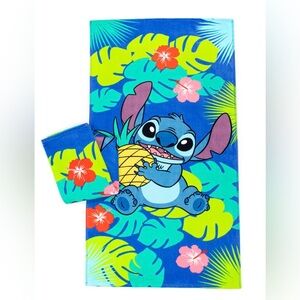 Stitch Pineapple Beach Towel - Blue Tropical Print